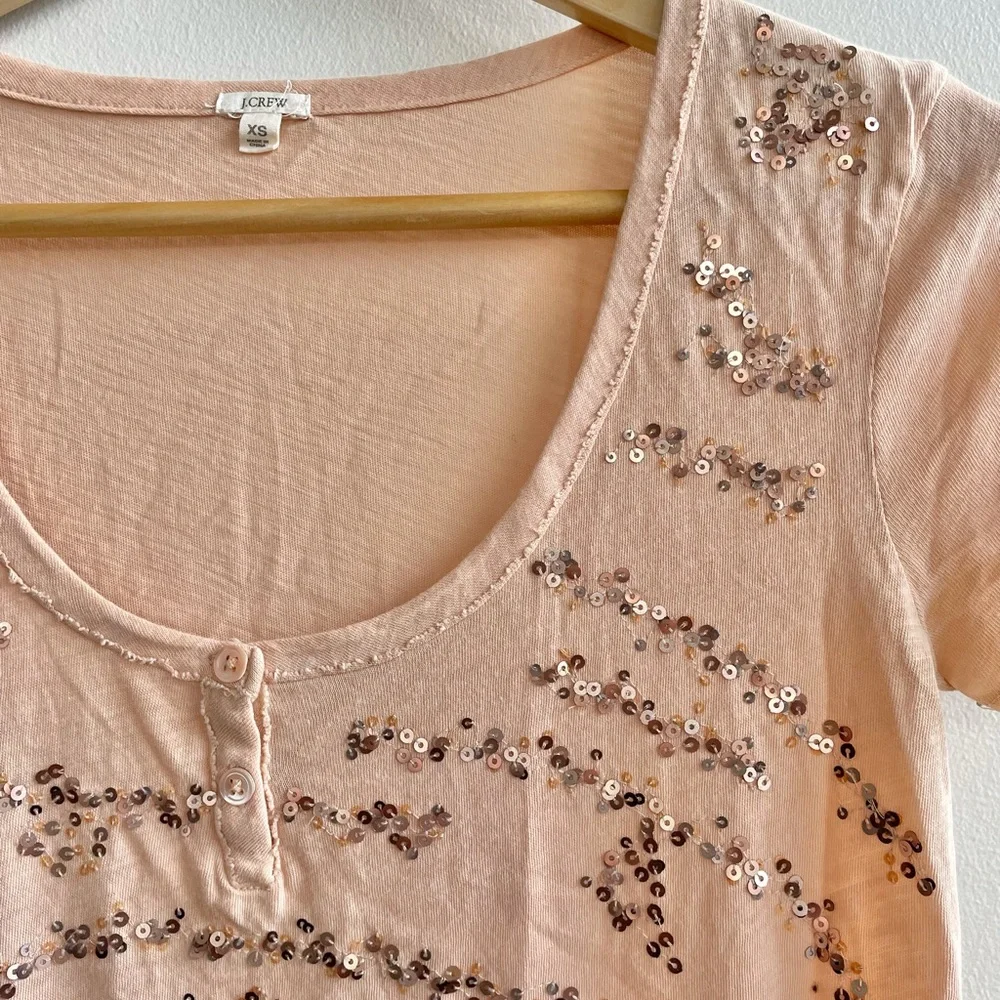 J.Crew Peach Sequin Tee